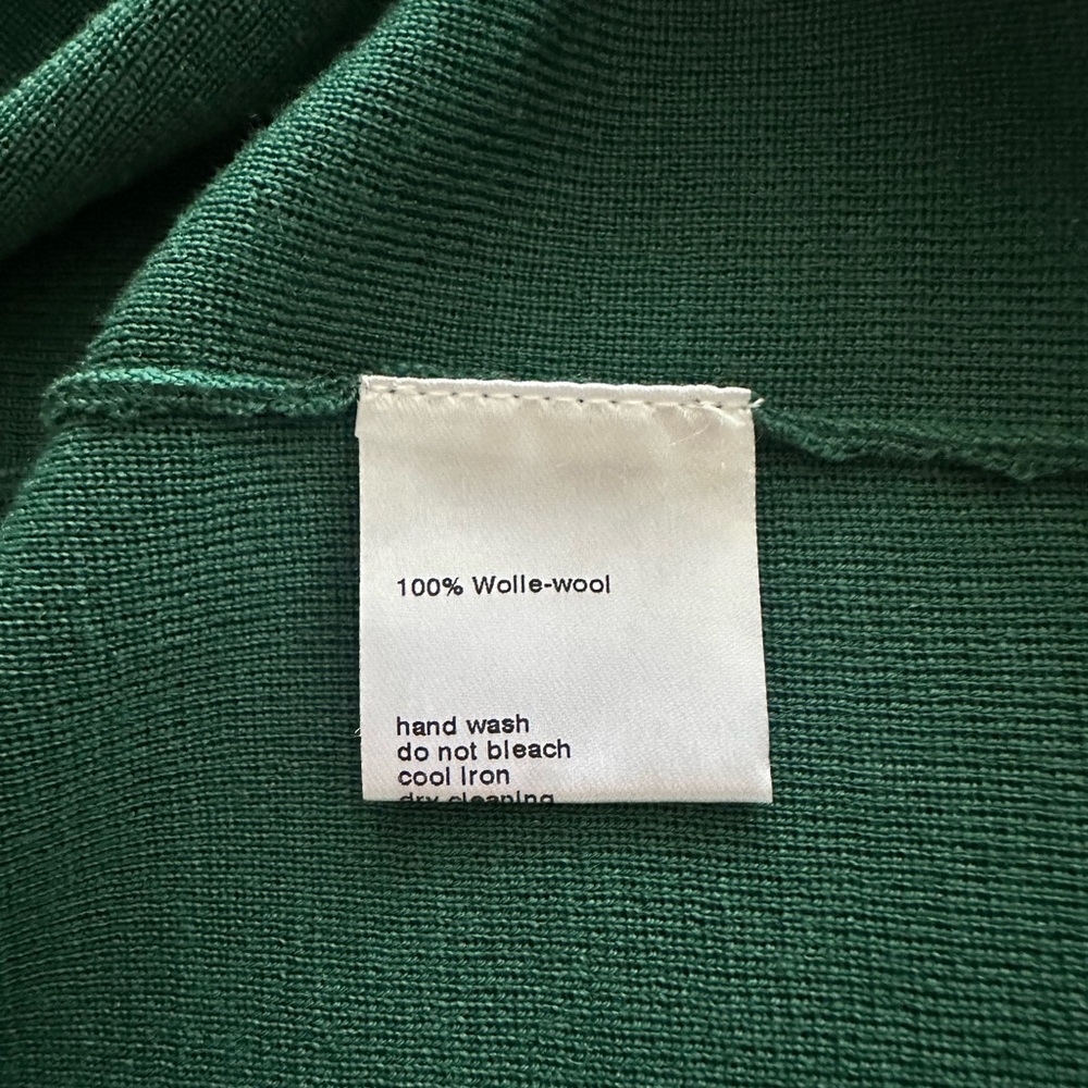 Akris Punto One Button Wool Green Cropped Cardigan - size L / US12 - Picture 5 of 6